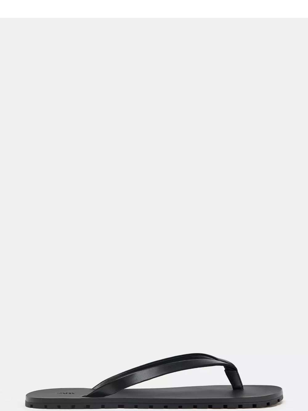 Zara Leather Minimalist Black Flip Flop Sandal